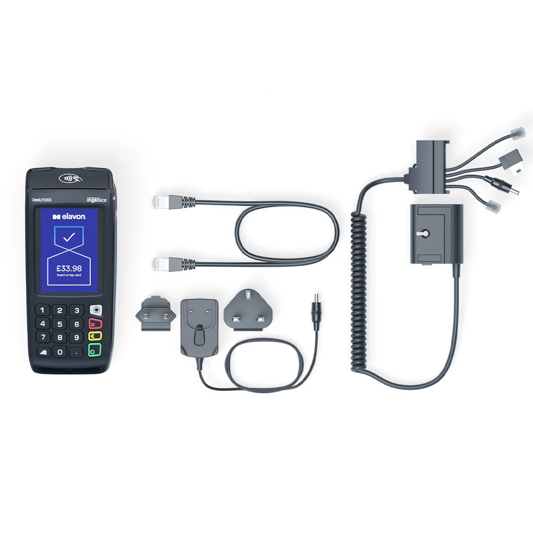 Tetra Desk terminal and box contents including charger