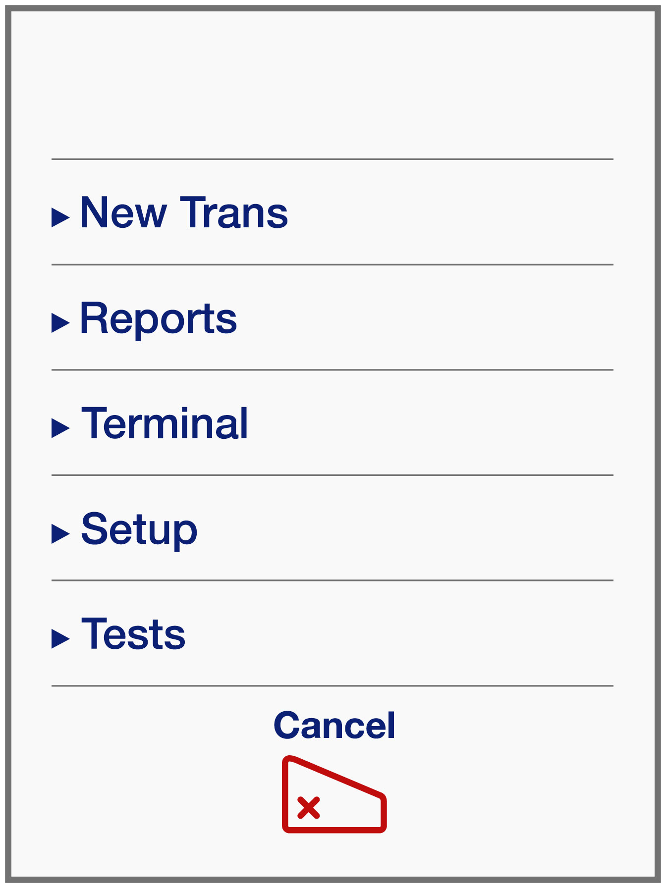 Select Tests from the main menu 