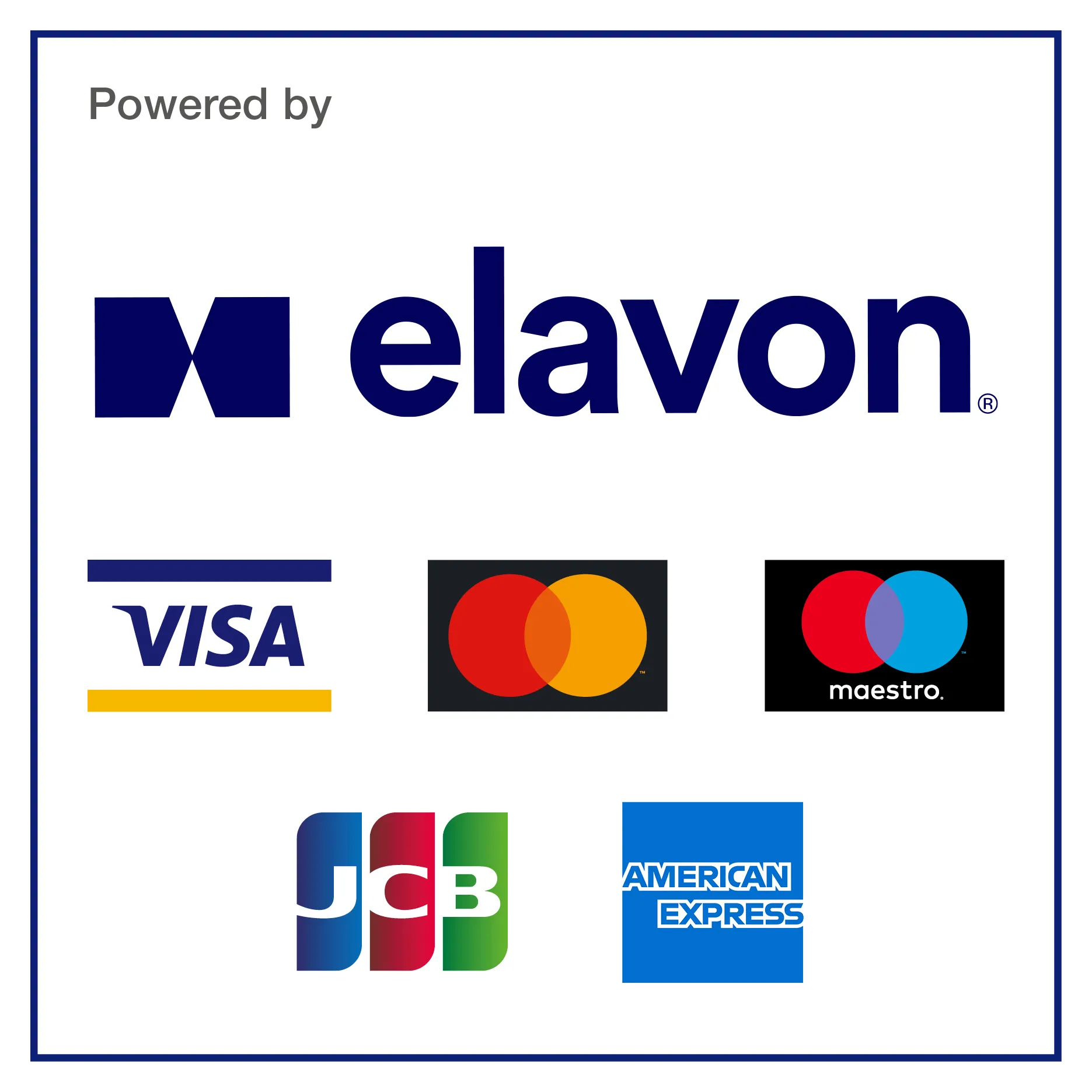 Card scheme logo: Visa, mastercard, maestro, JCB, American Express