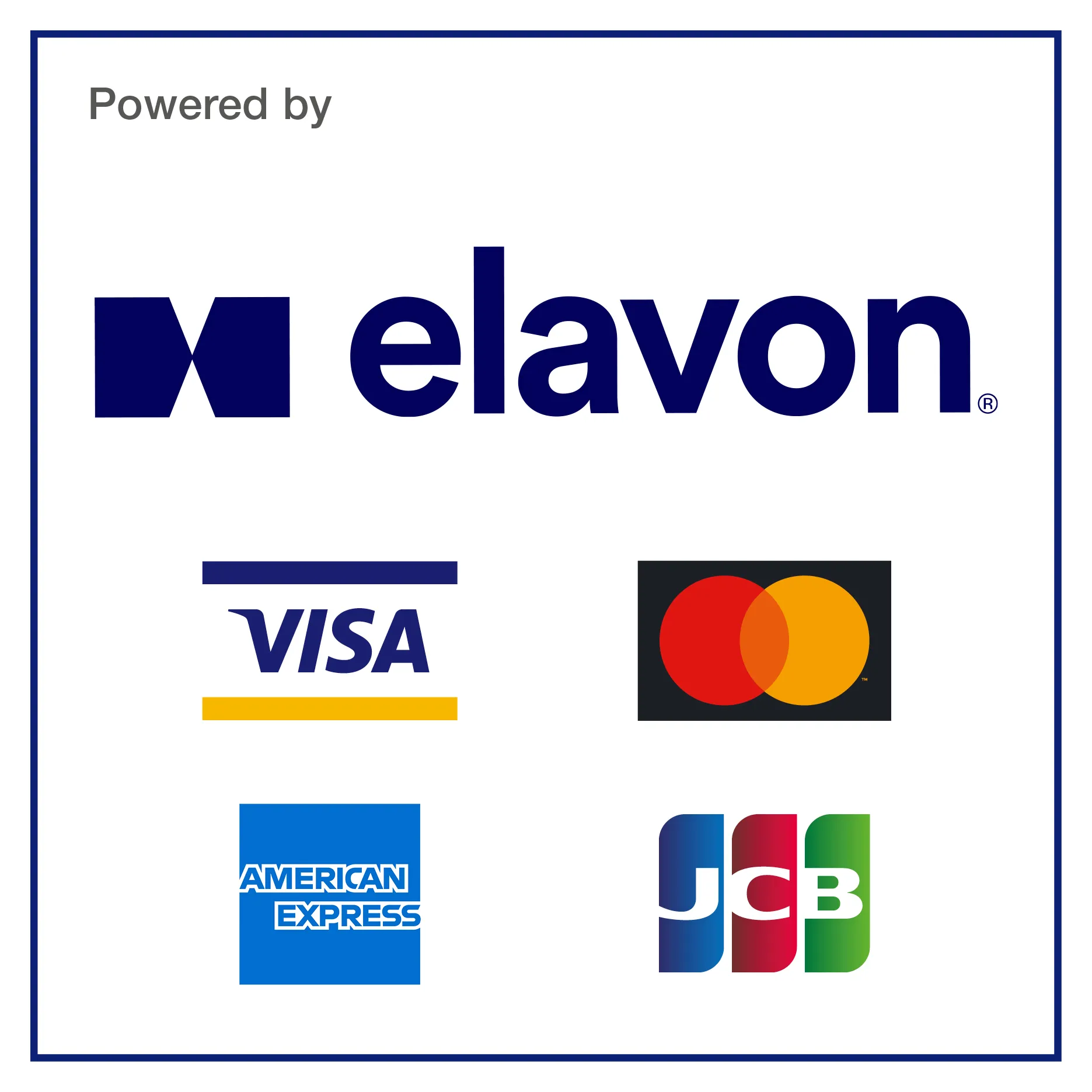 Card scheme logo: Visa, Mastercard, JCB, American Express