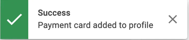 Payment card added to profile