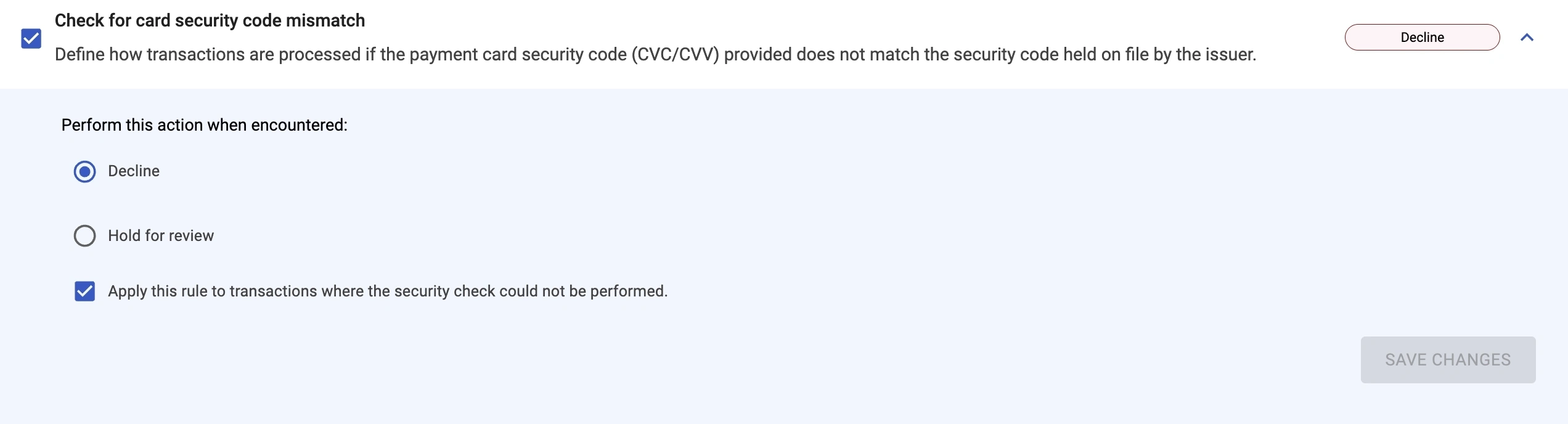Check for high risk billing country