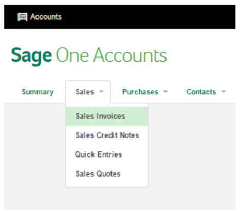 Sage Business Cloud Sales invoices