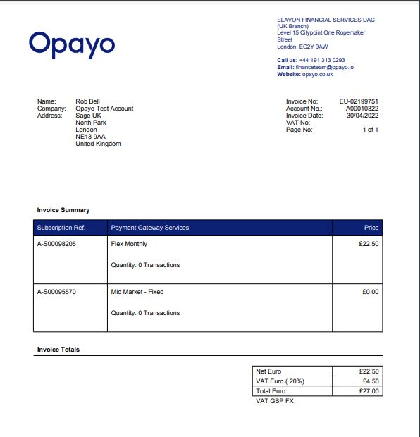 Opayo invoice